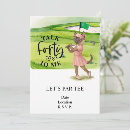Golf  40th Birthday for cat woman golfer on course 招待状 (スタンド正面)