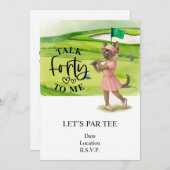 Golf  40th Birthday for cat woman golfer on course 招待状 (正面/裏面)