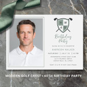 Golf 40th Birthday Party Photo Modern Green 招待状