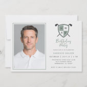 Golf 40th Birthday Party Photo Modern Green 招待状 (正面)
