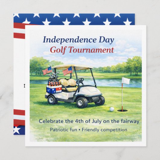 Golf  4th July Independence Day  招待状 (正面/裏面)