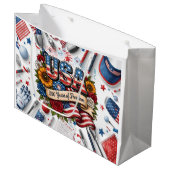 Golf 4th of July 250 Years Independence Button ラージペーパーバッグ (正面アングル)