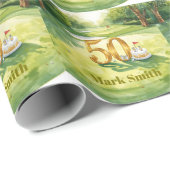 Golf 50th Birthday for golfer with cake and number ラッピングペーパー (ロールコーナー)