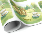 Golf 50th Birthday for golfer with cake and number ラッピングペーパー (ロールコーナー)