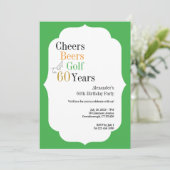 Golf 60th Birthday Cheers and Beers Green 招待状 (スタンド正面)