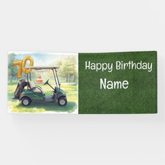 Golf 70th Birthday Banner with Golf Cart,  横断幕 (横)