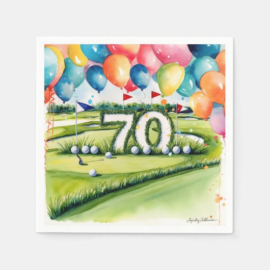 Golf 70th Birthday for golfer  スタンダードカクテルナプキン (正面)