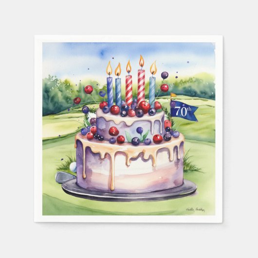 Golf 70th Birthday for golfer  スタンダードカクテルナプキン (正面)