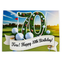 Golf 70th Birthday for golfer  ラージペーパーバッグ