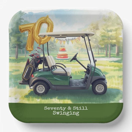 Golf 70th birthday Par Tee Golfer party ペーパープレート (正面)