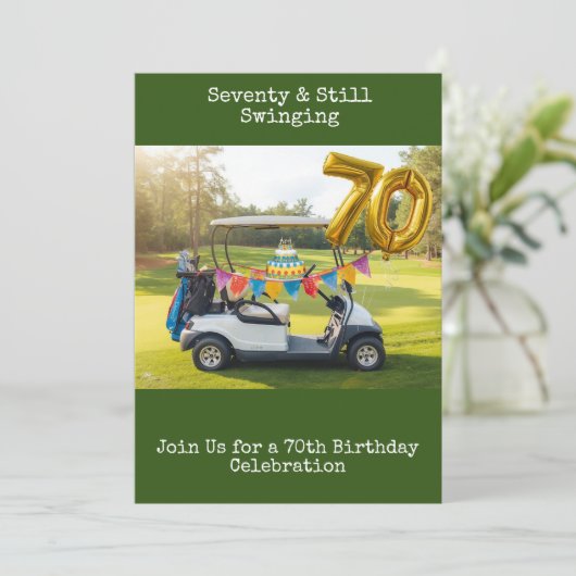 Golf 70th birthday Par Tee Golfer party Invitation 招待状 (スタンド正面)