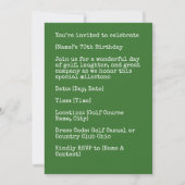 Golf 70th birthday Par Tee Golfer party Invitation 招待状 (裏面)