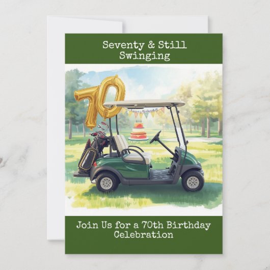 Golf 70th birthday Par Tee Golfer party Invitation 招待状 (正面)