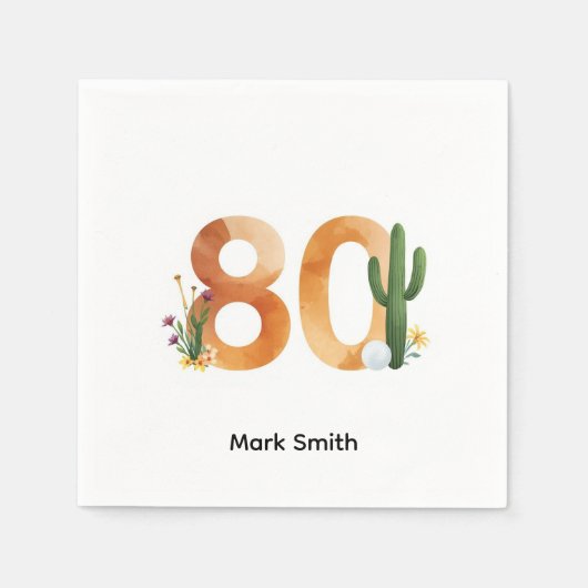 Golf 80th Birthday with golf ball Arizona golfer スタンダードカクテルナプキン (正面)