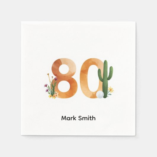 Golf 80th Birthday with golf ball Arizona golfer スタンダードカクテルナプキン (正面)