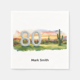 Golf 80th Birthday with golf ball Arizona golfer スタンダードカクテルナプキン