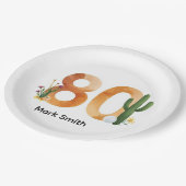 Golf 80th Birthday with golf ball  Arizona golfer ペーパープレート (アングル)