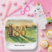 Golf 80th Birthday with golf ball  Arizona golfer ペーパープレート (パーティー)