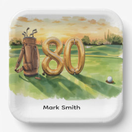 Golf 80th Birthday with golf ball Arizona golfer ペーパープレート