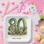 Golf 80th Birthday with golf ball  Arizona golfer ペーパープレート (パーティー)