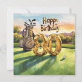 Golf 80th Birthday with golf ball for golfer カード (正面)