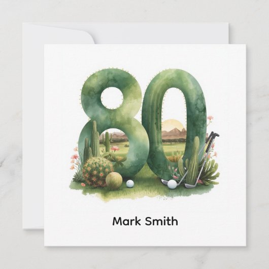 Golf 80th Birthday with golf ball for golfer カード (正面)