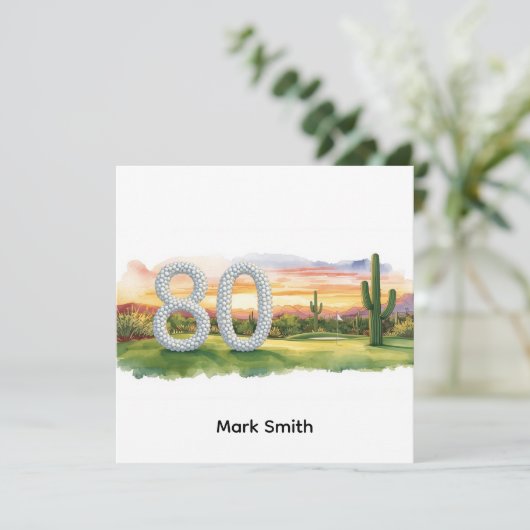 Golf 80th Birthday with golf ball for golfer カード (スタンド正面)