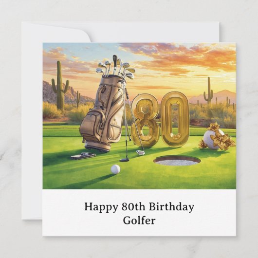 Golf 80th Birthday with golf ball for golfer Card カード (正面)