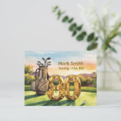 Golf 80th Birthday with Golf Cart on Putting Green ポストカード (スタンド正面)