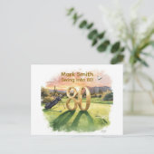 Golf 80th Birthday with Golf Cart on Putting Green ポストカード (スタンド正面)