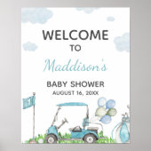 Golf A Little Putter Baby Shower Welcome Sign ポスター (正面)