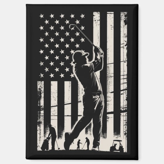 Golf American Flag Gifts Birthday Father's Day マグネット (正面)