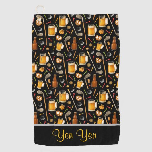 Golf and Beer for Golfer ゴルフタオル (正面)