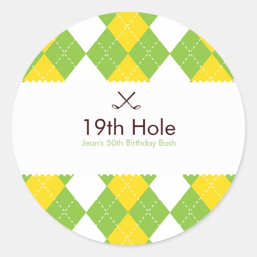 Golf Argyle Gift Label Sticker ラウンドシール (正面)