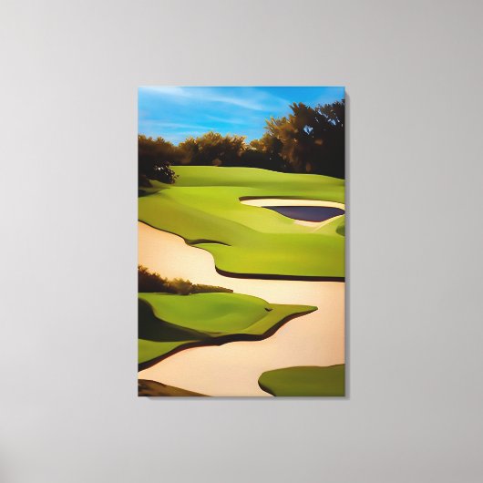 Golf Art Painting of Golf Golfing Golfer Fine Art キャンバスプリント (正面)