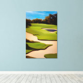 Golf Art Painting of Golf Golfing Golfer Fine Art キャンバスプリント (インサイチュ (ウッドフロア))