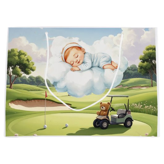 Golf Baby Boy at golf course  ラージペーパーバッグ (正面)