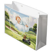 Golf Baby Boy at golf course  ラージペーパーバッグ (正面アングル)