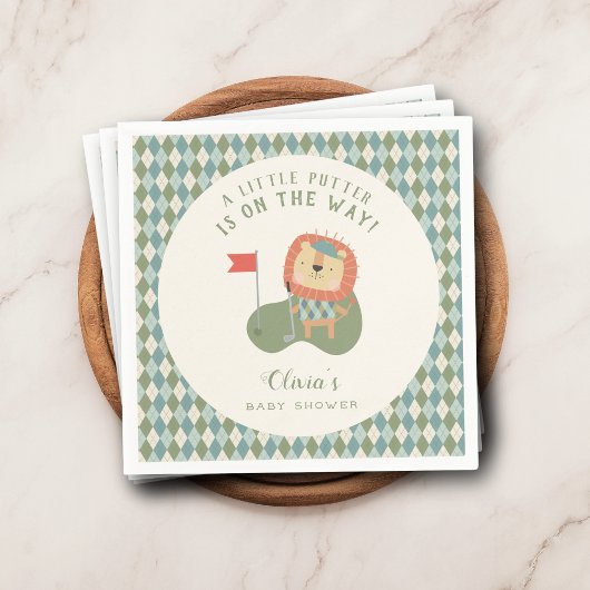Golf Baby Shower A Little Putter Preppy Argyle スタンダードカクテルナプキン