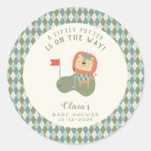 Golf Baby Shower A Little Putter Preppy Argyle   ラウンドシール (正面)