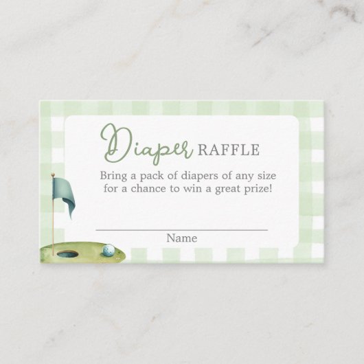 Golf Baby Shower Diaper Raffle Card エンクロージャーカード (正面)