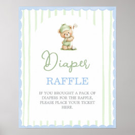 Golf baby shower Diaper Raffle sign ポスター