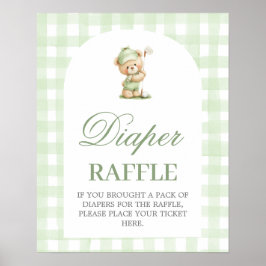 Golf baby shower Diaper Raffle sign ポスター