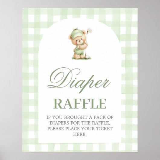 Golf baby shower Diaper Raffle sign ポスター (正面)