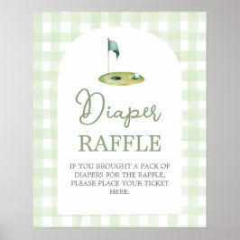 Golf baby shower Diaper Raffle sign ポスター