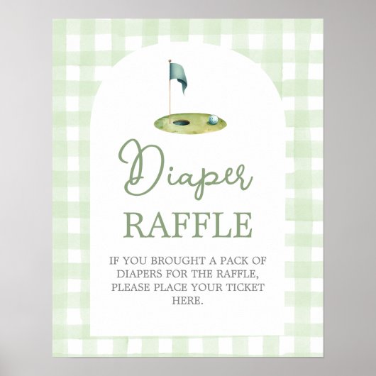 Golf baby shower Diaper Raffle sign ポスター (正面)