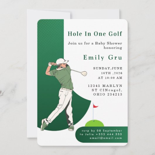 Golf Baby Shower Invitation 招待状 (正面)