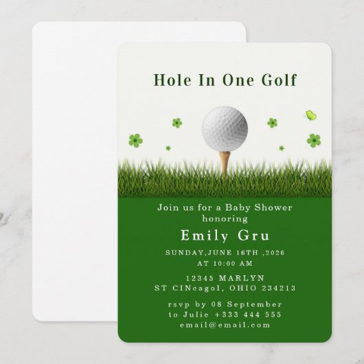 Golf Baby Shower Invitation 招待状 (正面/裏面)