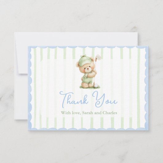 Golf  Baby Shower Thank You Card サンキューカード (正面)