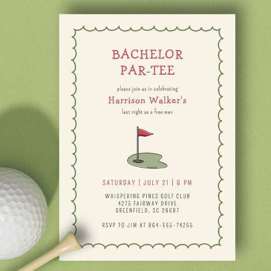 Golf Bachelor Party Hand Drawn Modern  招待状